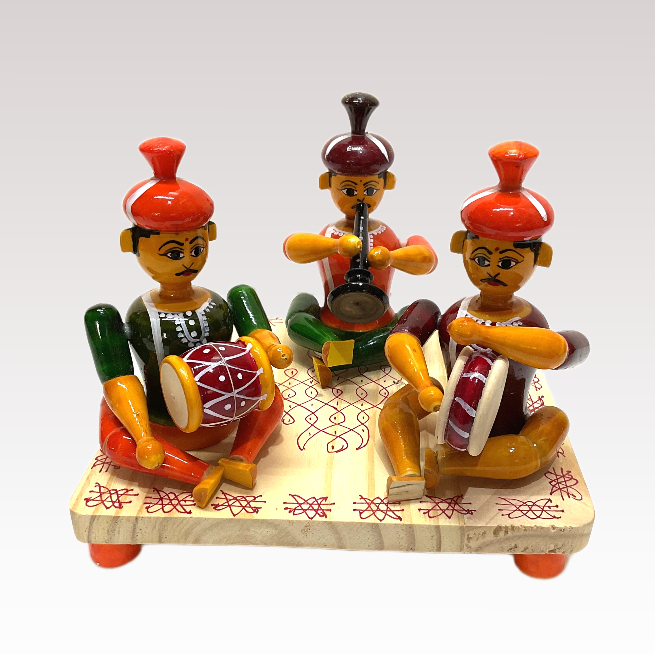 Sannai Mallam 3 Men Set Sitting Etikoppaka Toys - Image 2