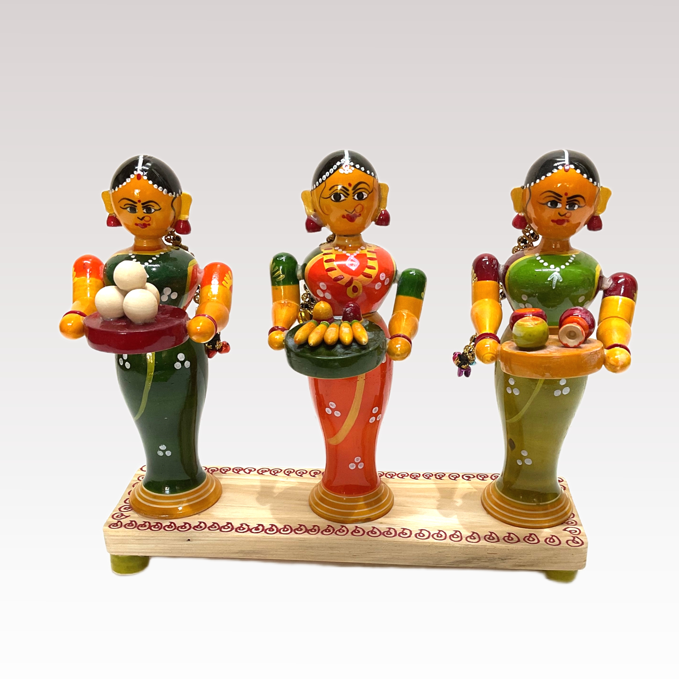 Tamboolam Set Three Women Standing Etikoppaka Toys - Image 2