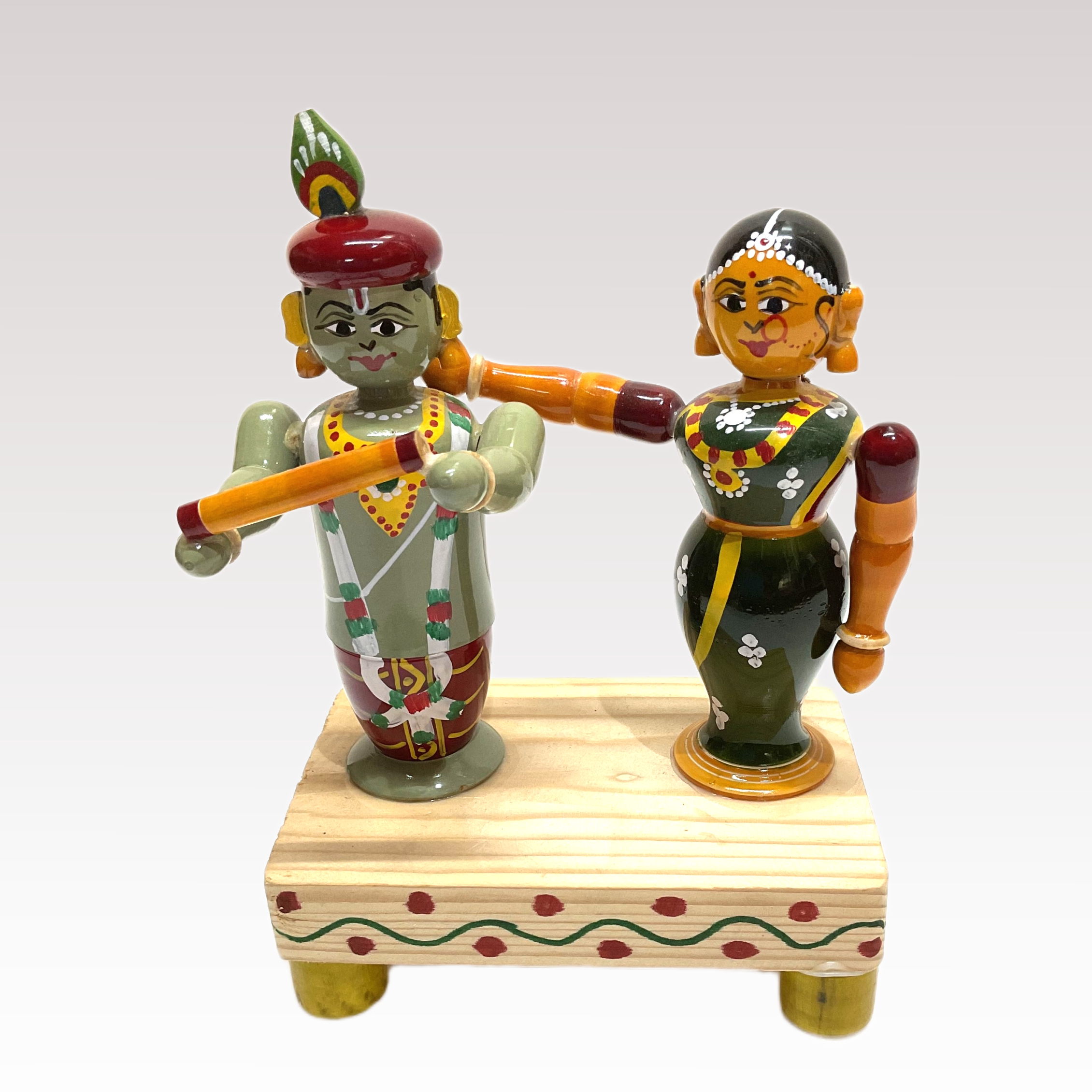 Radha Krishna Set Small Etikoppaka Toys - Image 2
