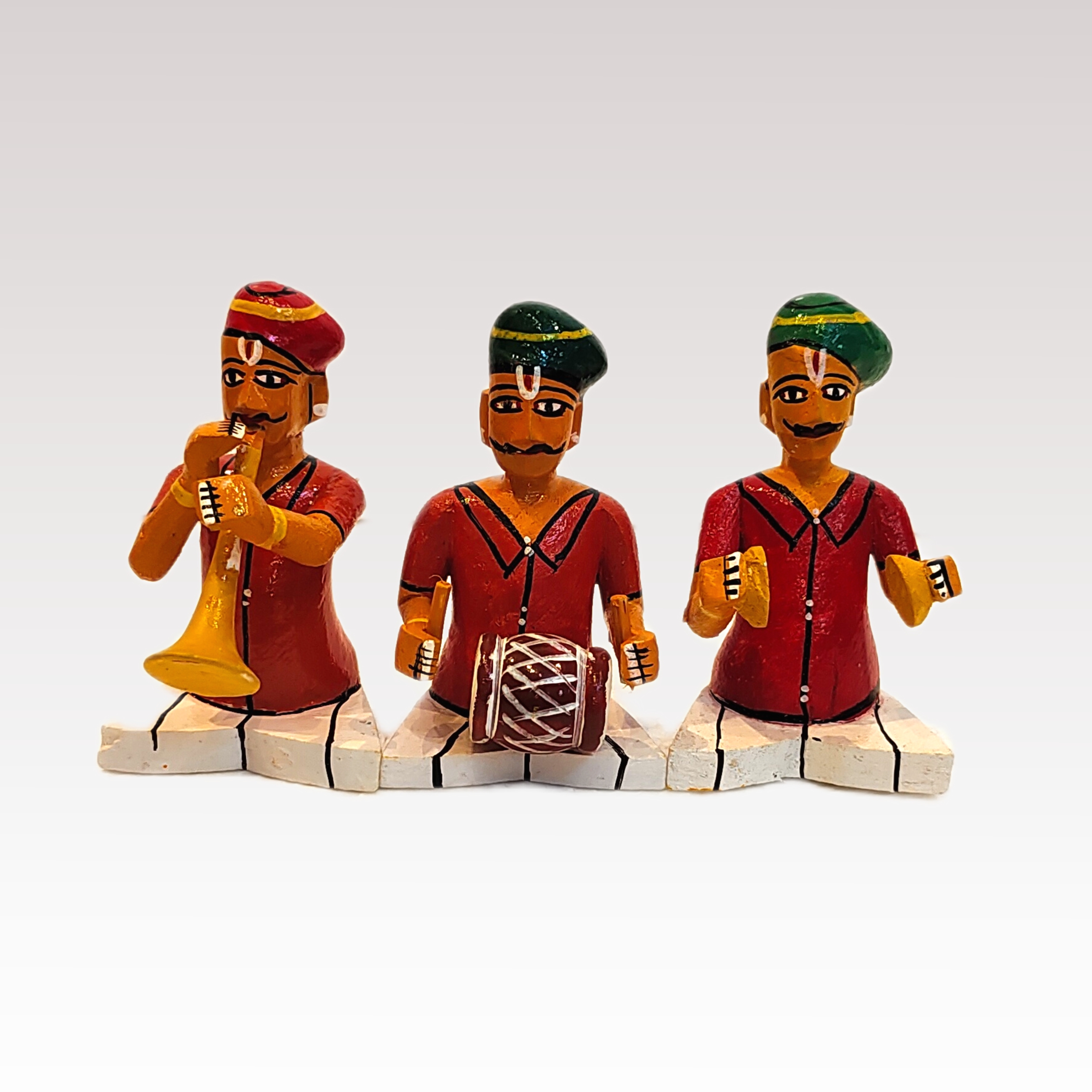 Sannai Mallam Three Men Sitting Kondapalli Toys - Image 2