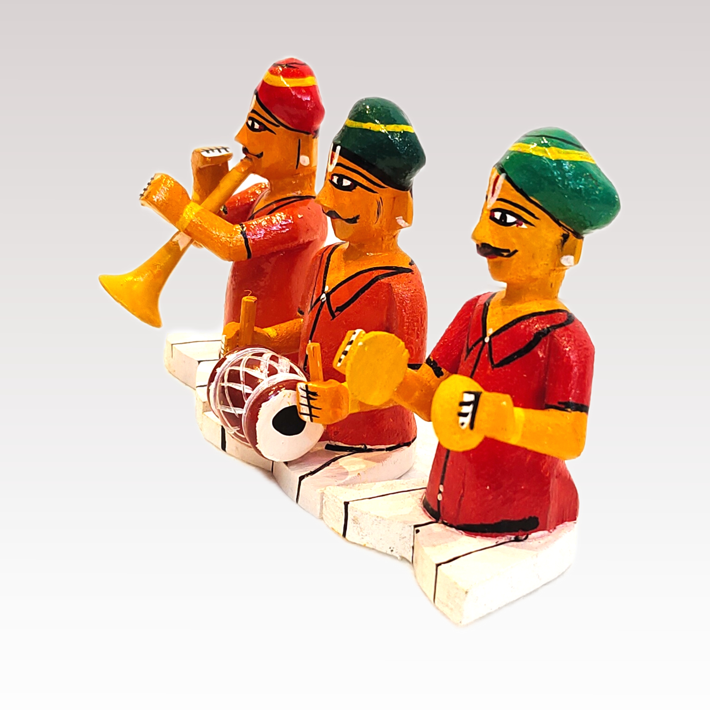 Sannai Mallam Three Men Sitting Kondapalli Toys - Image 4