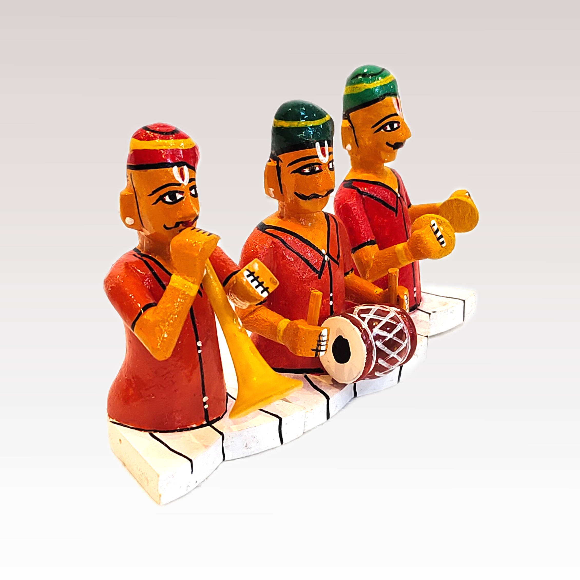 Sannai Mallam Three Men Sitting Kondapalli Toys - Image 3